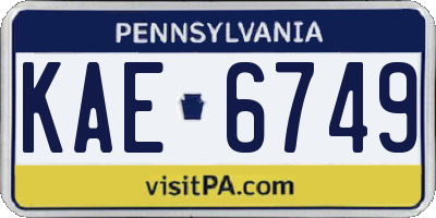 PA license plate KAE6749