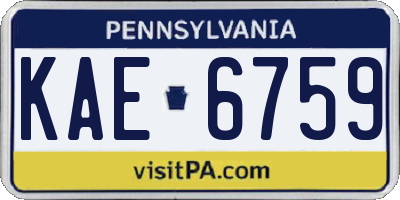PA license plate KAE6759