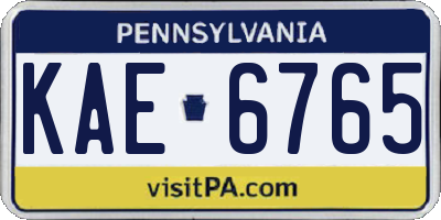 PA license plate KAE6765
