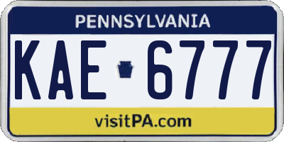 PA license plate KAE6777
