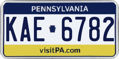 PA license plate KAE6782