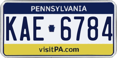 PA license plate KAE6784