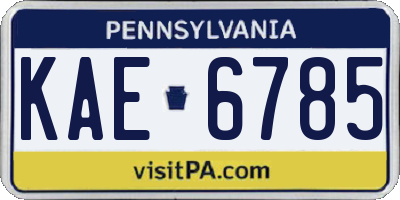 PA license plate KAE6785