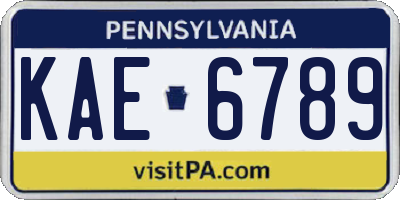PA license plate KAE6789