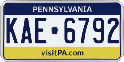 PA license plate KAE6792