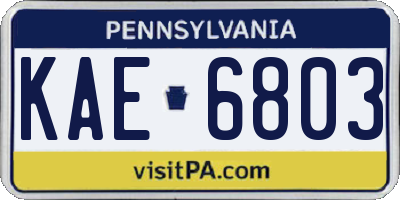 PA license plate KAE6803