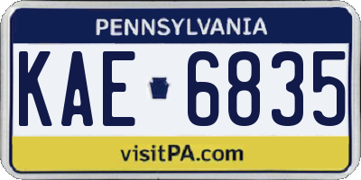 PA license plate KAE6835
