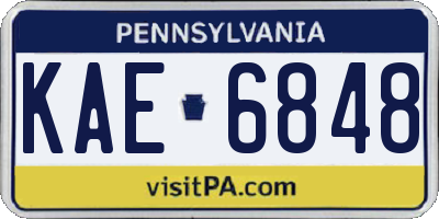 PA license plate KAE6848