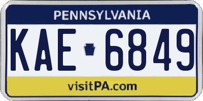 PA license plate KAE6849