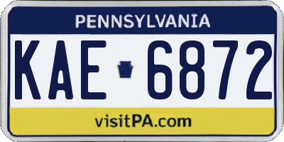 PA license plate KAE6872