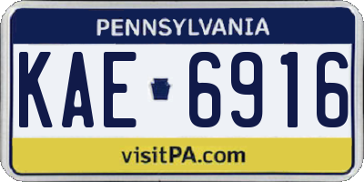 PA license plate KAE6916