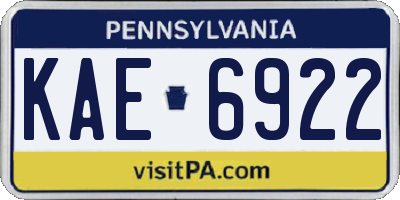 PA license plate KAE6922