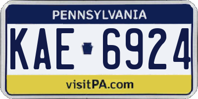 PA license plate KAE6924