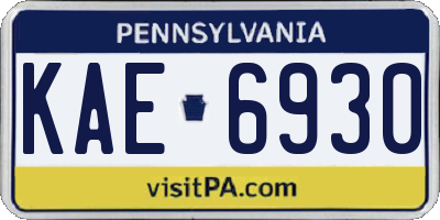 PA license plate KAE6930