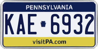 PA license plate KAE6932