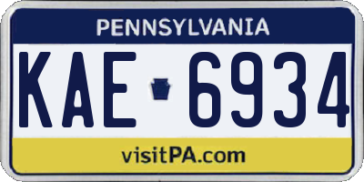 PA license plate KAE6934