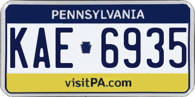 PA license plate KAE6935