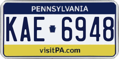PA license plate KAE6948