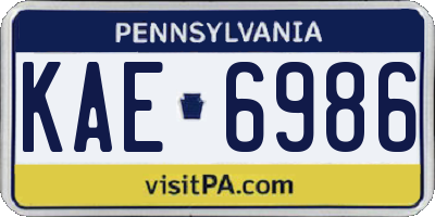 PA license plate KAE6986