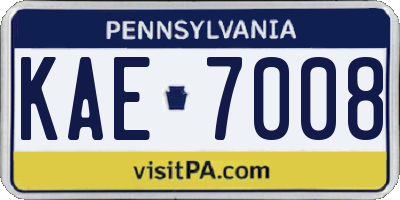 PA license plate KAE7008
