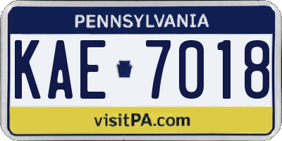 PA license plate KAE7018