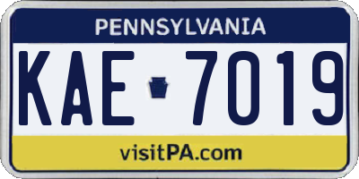 PA license plate KAE7019