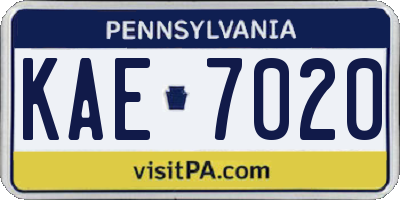 PA license plate KAE7020