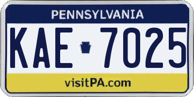 PA license plate KAE7025