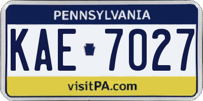PA license plate KAE7027