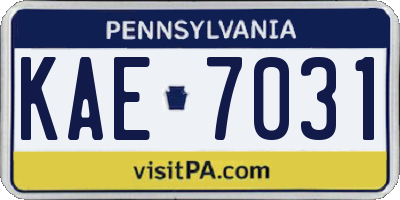 PA license plate KAE7031
