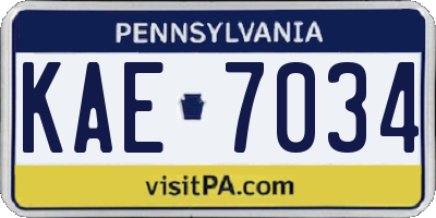 PA license plate KAE7034