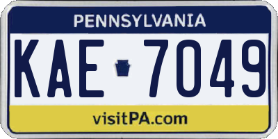 PA license plate KAE7049