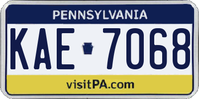 PA license plate KAE7068
