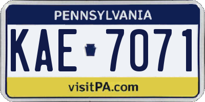 PA license plate KAE7071
