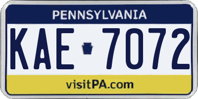 PA license plate KAE7072