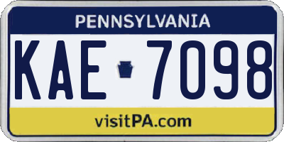 PA license plate KAE7098