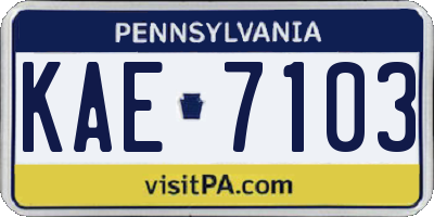 PA license plate KAE7103