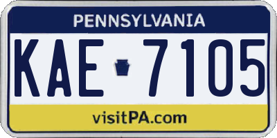 PA license plate KAE7105