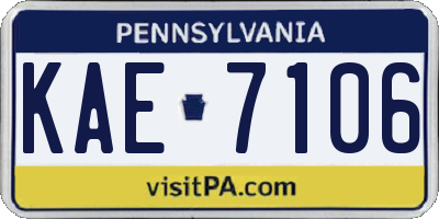 PA license plate KAE7106