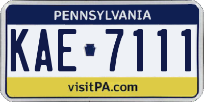 PA license plate KAE7111