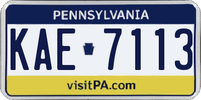 PA license plate KAE7113