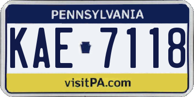 PA license plate KAE7118
