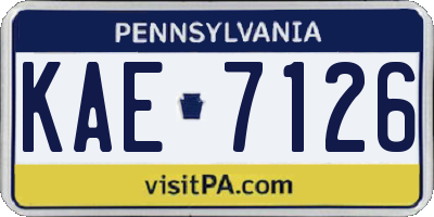 PA license plate KAE7126