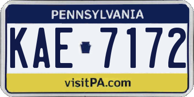 PA license plate KAE7172