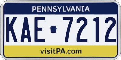 PA license plate KAE7212