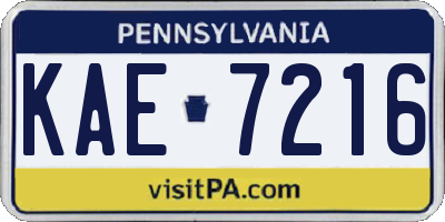 PA license plate KAE7216