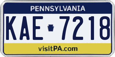 PA license plate KAE7218