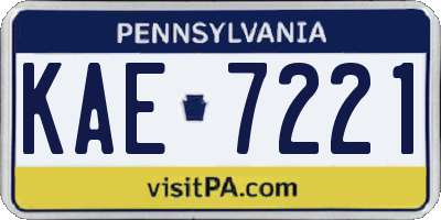 PA license plate KAE7221