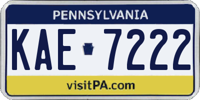 PA license plate KAE7222