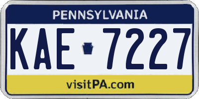 PA license plate KAE7227